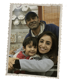 Jana with her family in the Jourie jewelry shop in Beirut